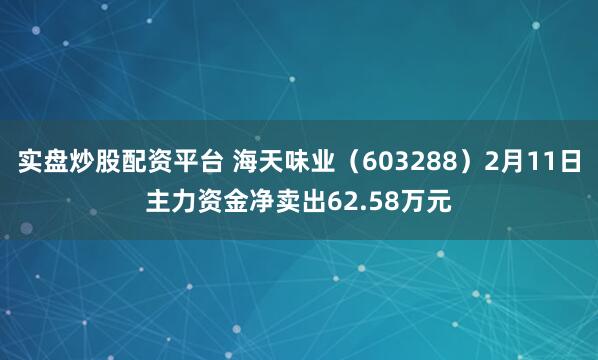 实盘炒股配资平台 海天味业（603288）2月11日主力资金净卖出62.58万元