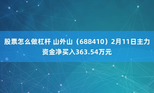 股票怎么做杠杆 山外山（688410）2月11日主力资金净买入363.54万元