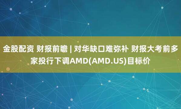 金股配资 财报前瞻 | 对华缺口难弥补 财报大考前多家投行下调AMD(AMD.US)目标价