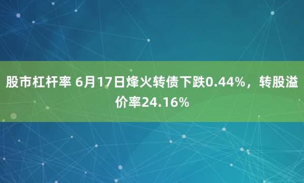 股市杠杆率 6月17日烽火转债下跌0.44%，转股溢价率24.16%