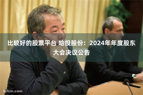 比较好的股票平台 哈投股份：2024年年度股东大会决议公告