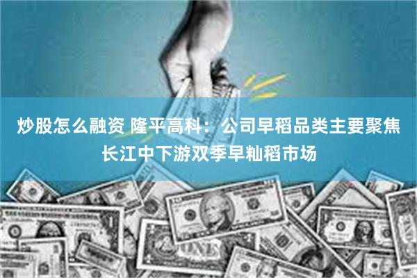 炒股怎么融资 隆平高科：公司早稻品类主要聚焦长江中下游双季早籼稻市场